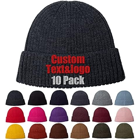 MEINAMI Knitted Woolen Hat Personalized Beanies Embroidered Skullies 10 Pack Multicolor Cover