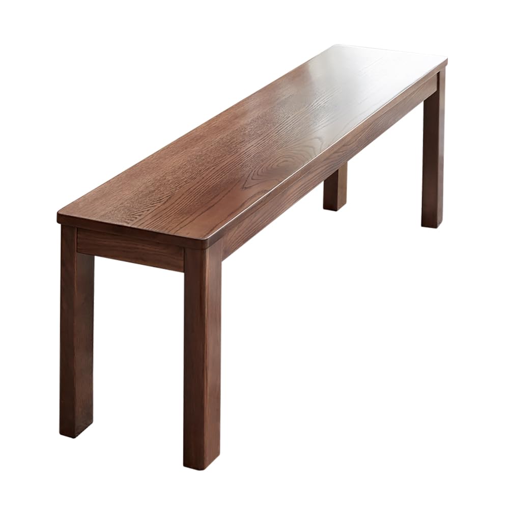 Dining Bench, 47.2-Inch Walnut-Finish Oak Wood Seating | Backless Table Bench Seats 2–3 People for Dining Rooms, Living Rooms, Entryways and Bedrooms.