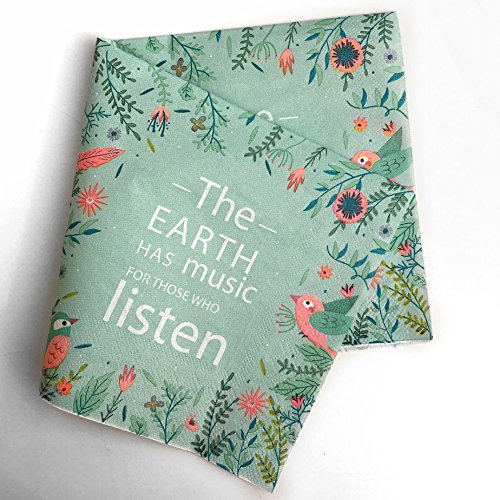 Colored Paper Napkins, 20 Count Shabby Chic Napkins For Wedding, Dinner Tea Party Shower (Earth Music) #TOP2
