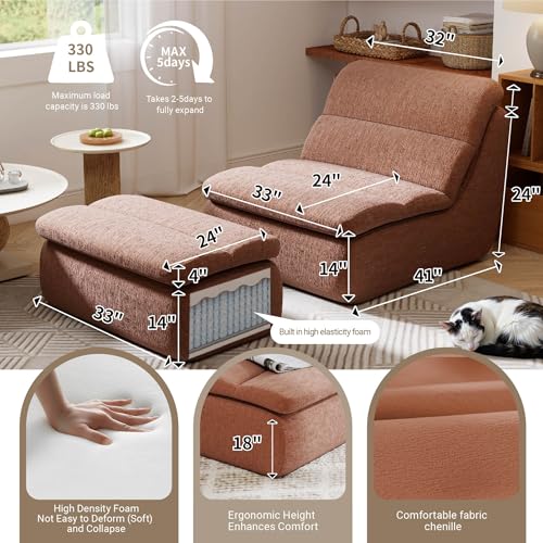Sillón lounge peluche naranja miniatura 4
