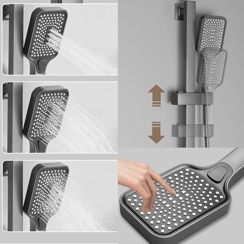 Robinet de bain cascade gris avec kit de douche sur rail - 4