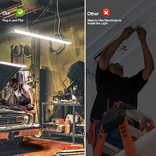 Faithsail 5 Pack Linkable 4Ft Led Shop Light, 40W, 4000 Lm [Eqv.150W Fluorescent] 4000K Led Utility Light With Plug 48 Inch Led Garage Light Energy Saving Upto 1000Kw/5Yrs(5Hrs/Day)-Hang & Flush Mount #TOP4