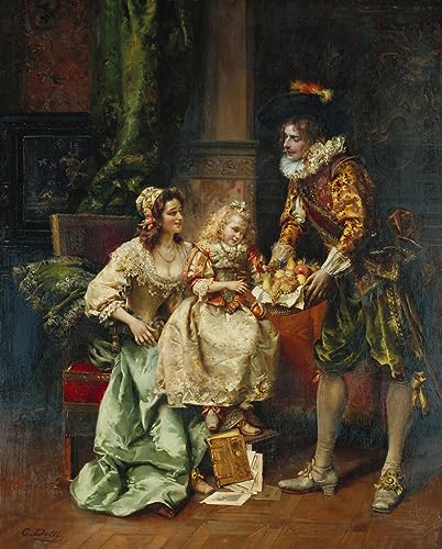Peinture d'art mural la corbeille de fruits par Auguste Detti toile de décoration 60x90cm