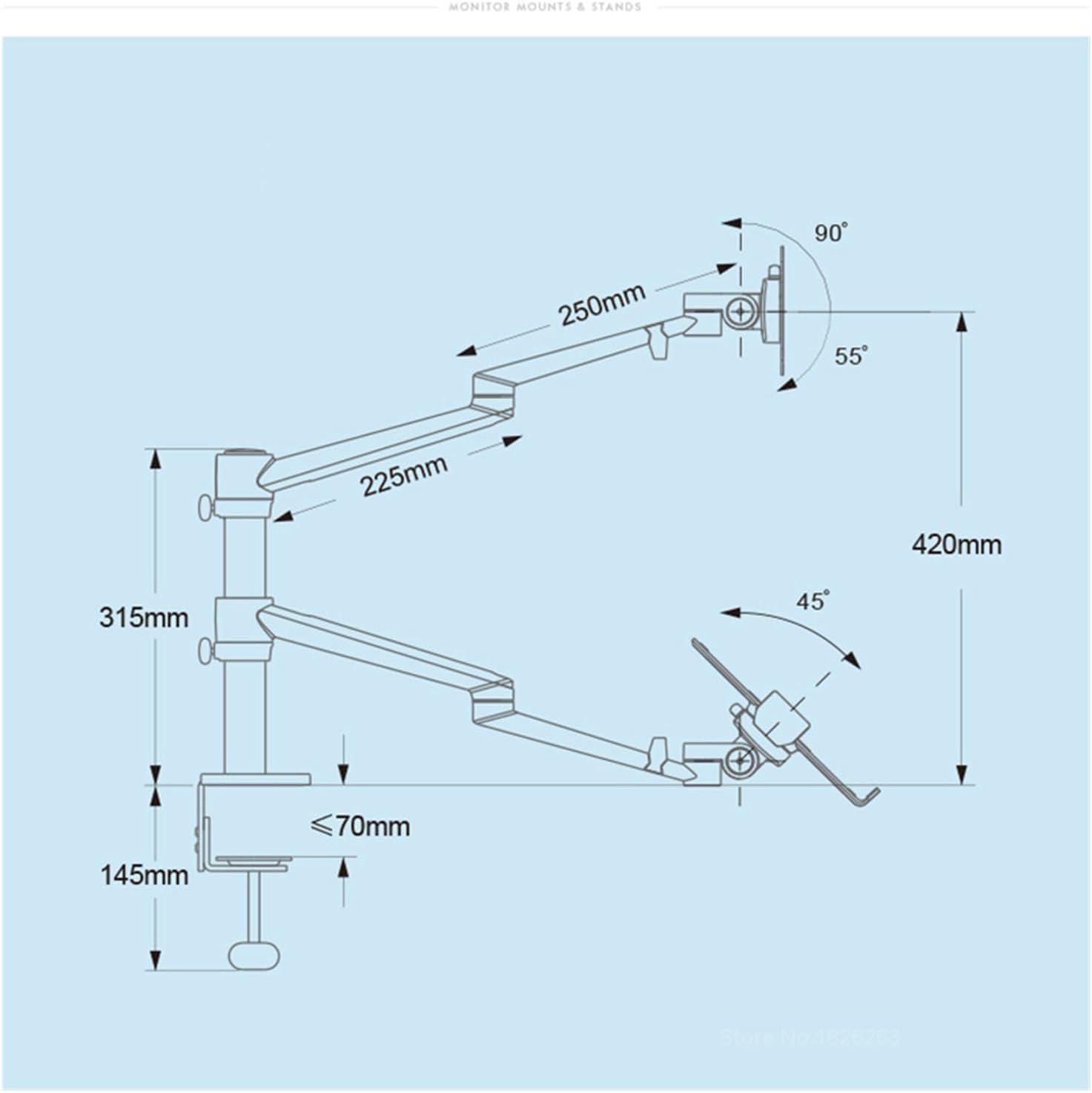 OL-3XT Aluminum Height Adjustable Desktop Triple Mount Arm for 10-17 Inch Laptop Stand(Black)