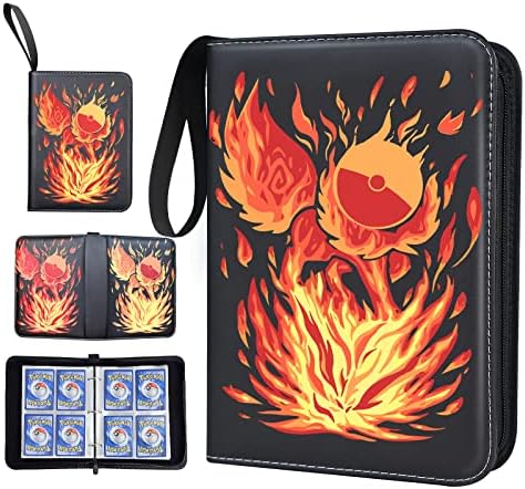 Foldermax Card Binder 4-Pocket, baseball card binder 400 Cards Trading Card Games Collection Binder with 50 Removable Sleeves