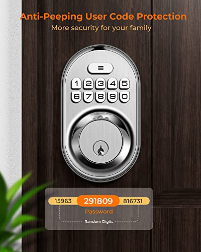 Keyless Entry Door Lock, Kawden Electronic Keypad Deadbolt Lock, Anti-Peeping Door Locks With Keypads, Smart Lock For Front Door Set, Auto-Lock, Backlit Design, Easy Installation, Satin Nickel #TOP2
