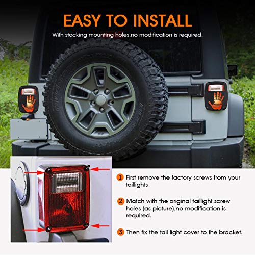 Partol Tail Light Guard Cover For Jeep Wrangler TJ YJ 1987-2006, Exterior Tail Light Guard Protect Shade Hollow Out Rear Tail Light Covers (Palm)