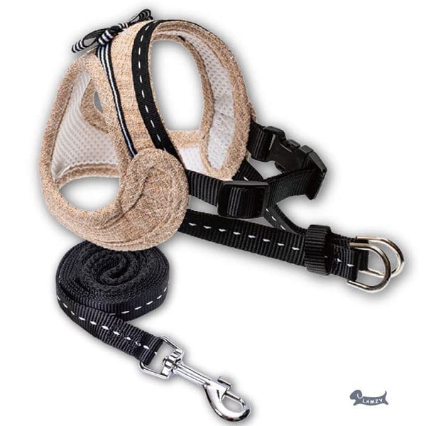 Amazon | 犬の胴輪 ソフトフェザーハーネス リボン S ベージュ