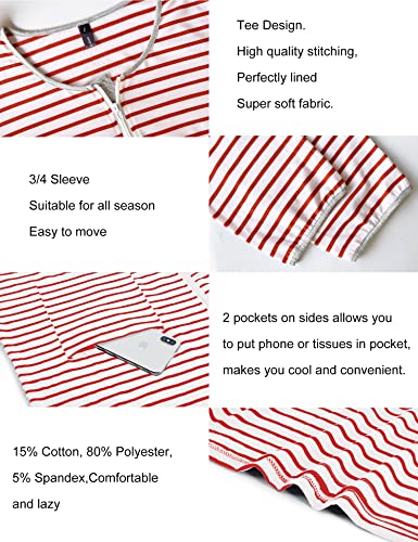 Image of Bloggerlove Zipper Front Robes for Women House Coat Half Sleeve Loungewear Long Nightgown with Pockets S-3XL