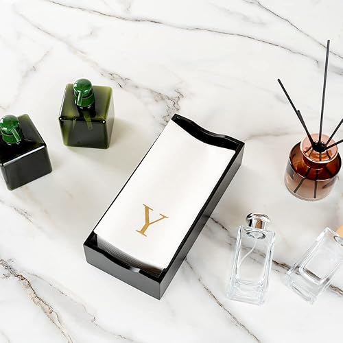 Miniatura 559 de Luxenap - Toallas de invitados de 15.8 x 7.9 pulgadas, 50 toallas de mano con letras plateadas, letra "P", fuente Sans Serif, servilletas de papel