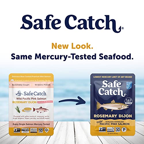 Safe Catch Skinless And Boneless Wild Pacific Pink Salmon Pouch, Rosemary Dijon Seasoned, Mercury Tested, Kosher, 2.6Oz Pouches, Pack Of 12 #TOP3