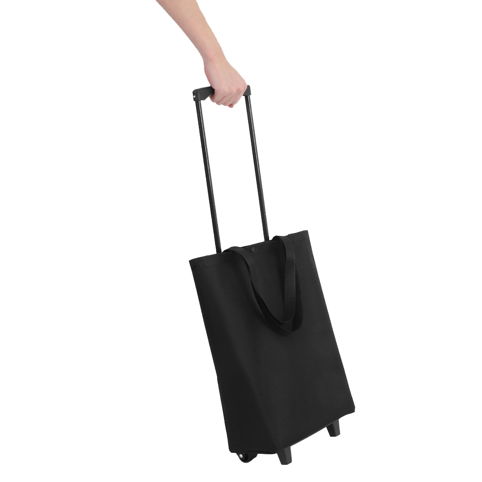 Cact - Carrito plegable con ruedas pequeñas, acero al carbono y tela, ideal para transportar artículos de la casa y la casa, color negro