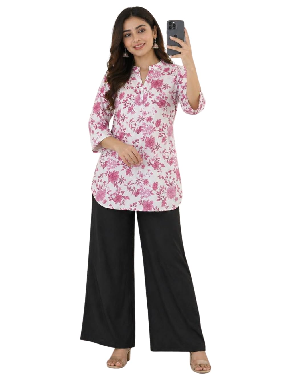 Women’s Rayon Slub Printed top with pants Set Digital Print Top with Matching Rayon Plazo Pants Stylish Wear for Office, Casual & Daily Use (IN, Alpha, L, sonpari-1, Lotus,)-picture-22