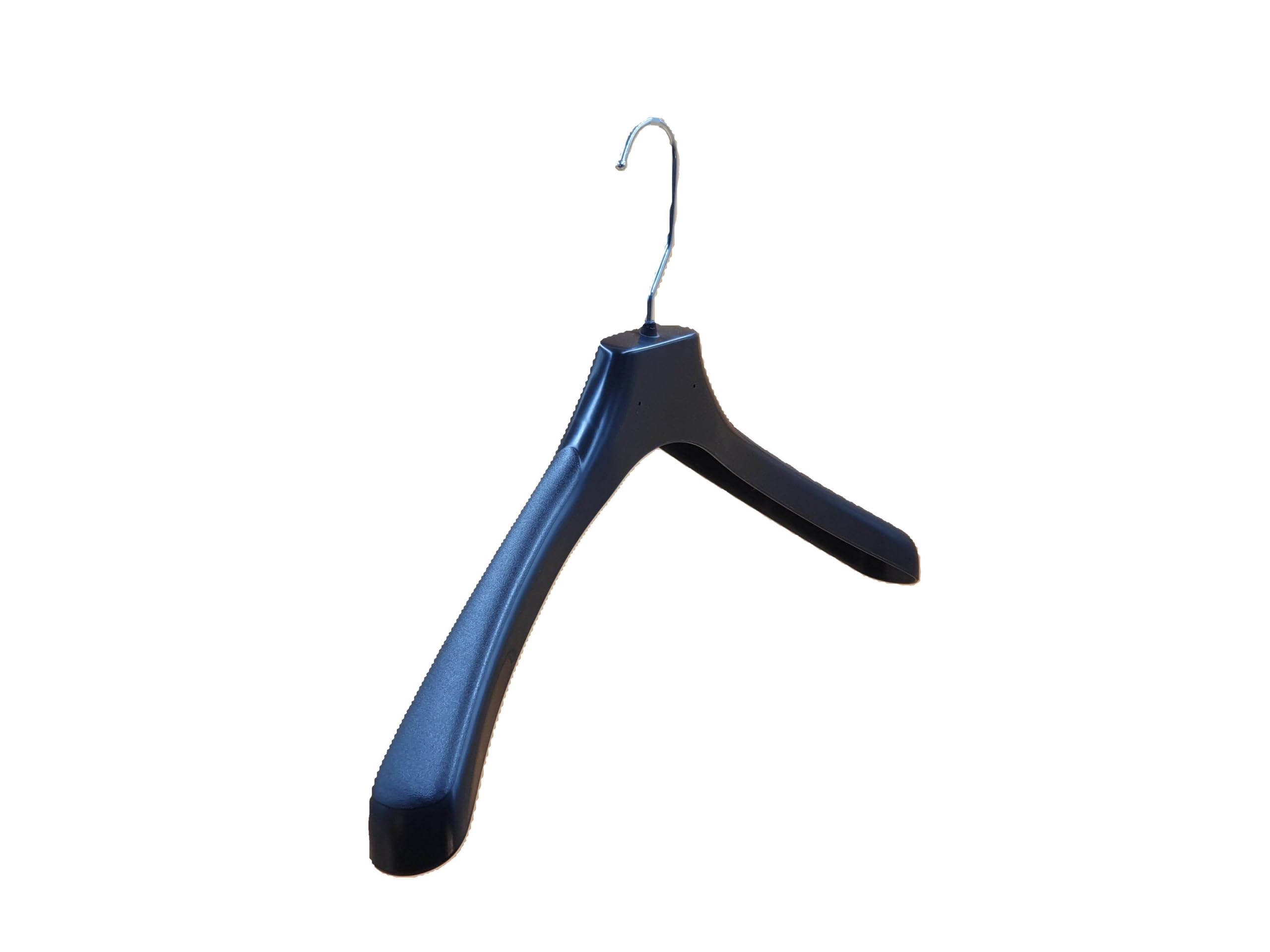 Perchas de plastico 45 cm. Pack de 10 Ud. Hombros Anchos para Trajes, Abrigos, Chaquetas, Pantalones. Gancho Giratorio 360º Preparado para desbloquear. (Sin Barra)