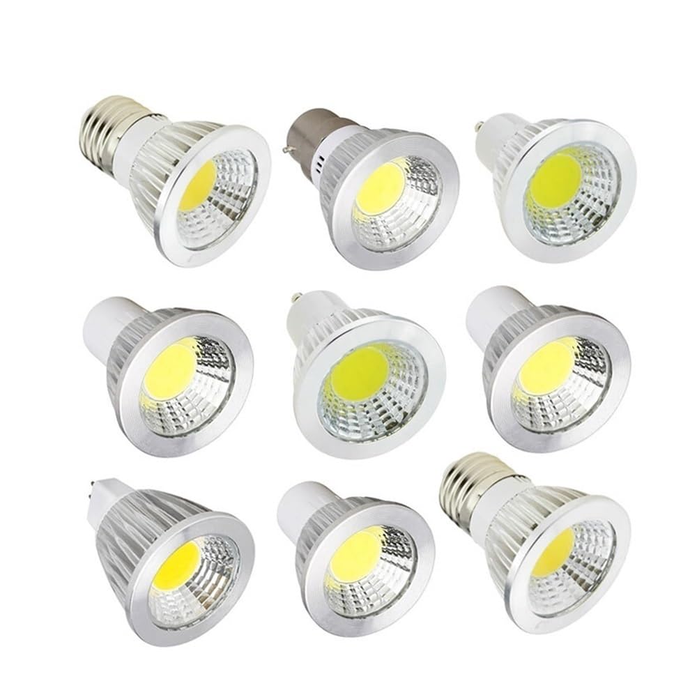 1fortunate Paquete de 20 bombillas LED COB AC220V GU10/E27/E14/MR16/G5.3 lámparas de focos de luz LED(Cold White,E14 7W AC220V)