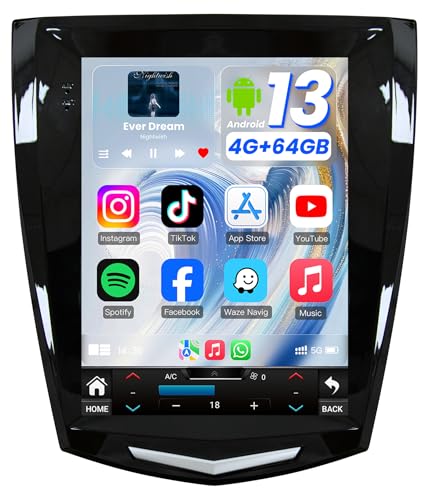 Image of [8Core 4G+64G] Car Radio for Cadillac ATS XTS SRX CTS 2013-2018: 9.7 inch HD Touch Screen Stereo Replacement with Wireless Carplay Android Auto 5GWiFi GPS Bluetooth FM AM DSP RDS SWC Backup Camera