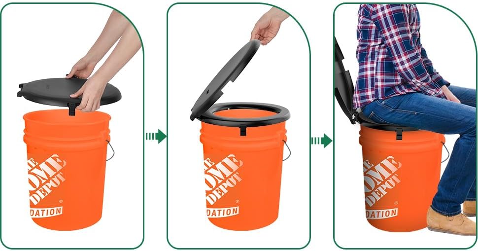 Portable Toilet Seat for 5 Gal Buckets, Camping Toilet Seat with Lid