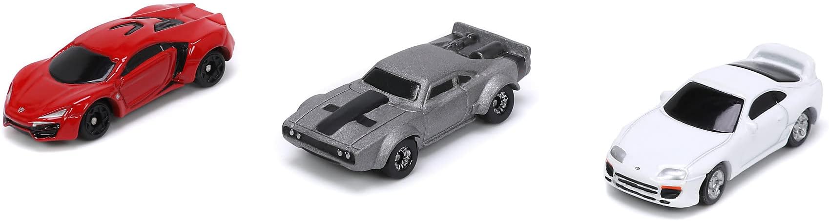 Toys 253201004 Fast & Furious 3-Pack Nano Cars Wave 4, wheel, Lykan Hypersport, Dodge Ice Charger, Toyota Supra, White, Multicoloured
