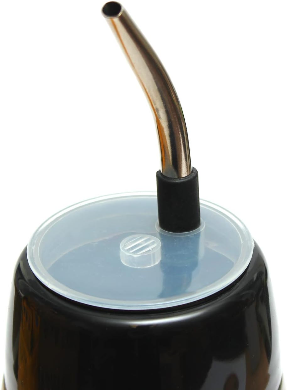 Mate Green Yerbomos 4.0 Black 580 ml for Yerba Mate Tee 580 ml, a Portable Accessory for Yerba Mate, Works Like a Thermos Flask with a Water Bottle and Keeps The Water, Silver-Black, 13308
