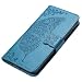 Produktbild HAOYE Hülle für Xiaomi Mi 10 5G Hülle, Schmetterling Geprägtem PU Leder Magnetische Filp Handyhülle mit Kartensteckplätzen/Standfunktion, Anti-Rutsch Schutzhülle. Blau