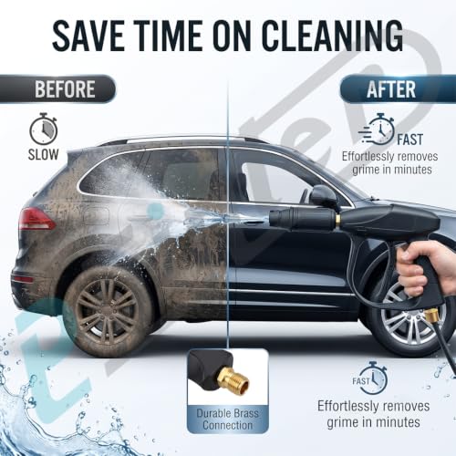 Image of Painter Spray Gun Pressure Water Spray Gun for Car Wash & Floor Cleaning with 15 MPa High Pressure, Adjustable Nozzle, 100% Brass Valve and Adapters, Black, PCG-15