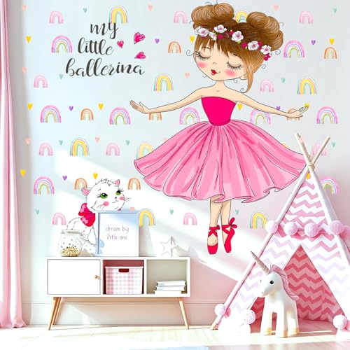 Vinilo Decorativo Ballerina Rainbow Cat para Habitaciones Infantiles