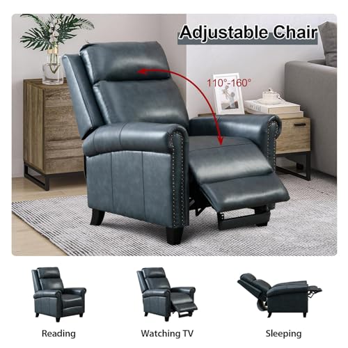 Sillón reclinable clásico cuero Azul miniatura 3