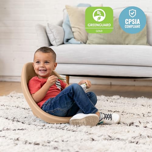 Image of ECR4Kids Plastic Leaf Scoop Floor Rocker Seat, Classroom Furniture, Sand, 6-Piece