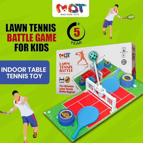 Image of Lawn Tennis Battle Big|Fast-Paced Tabletop Tennis Game for Kids & Adults|2-Player Head-to-Head Action |Includes Rackets, Ball & Net | Indoor Sports Game|Birthday Gift for Kids 5+ Years