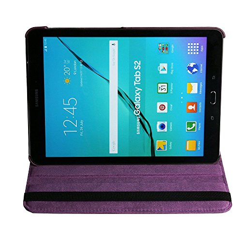 9.7 Inch Galaxy Tab S2 T815 Case Cover, Techcode 360 Degrees Rotating Pu Leather Smart Book Style Folio Flip Case Cover For Samsung Galaxy Tab S2 9.7 Inch Tablet Sm-T810/T815(Purple,Tab S2 9.7) #TOP4