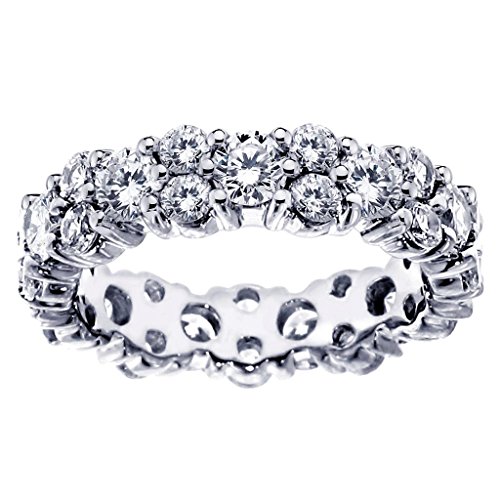 VIP Jewelry Art 4.00 CT TW All Around Diamond Eternity Anniversary Wedding Band in 18k White Gold - Size 6.5