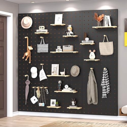 Panneaux perforés muraux de rangement noirs 60x120 cm avec kit modulaire et accessoires inclus