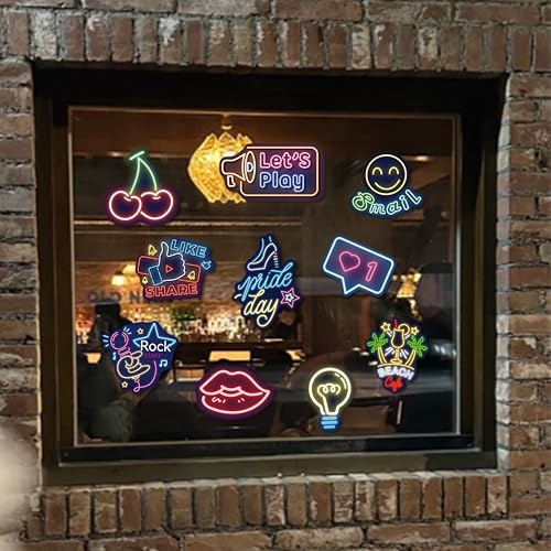 Image of 140 Pcs Neon Vinyl Stickers - Waterproof Cool Cute Aesthetic Stickers for Kids Teens Adults | Water Bottle Laptop Classroom Journaling Scrapbook Decor