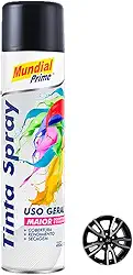 Tinta Spray Uso Geral 400ml, MUNDIAL PRIME, Preto Semi Brilho, AE0100152
