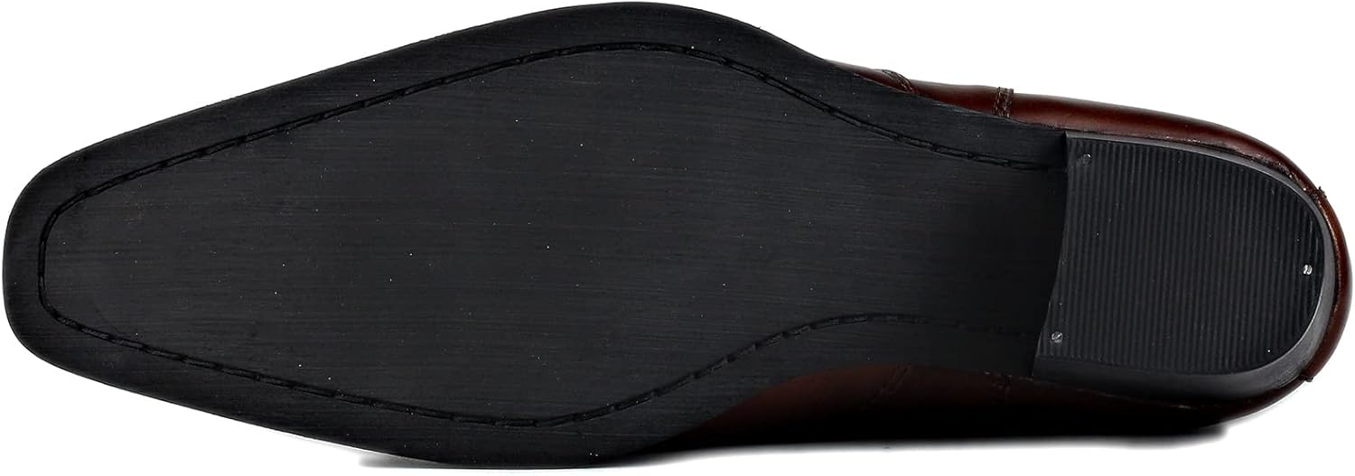 OSSTONE Men Chelsea Ankle Boots Leather Chukka Boots Heel Retro Dress Boots JY038-US - Image 7