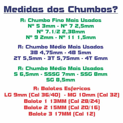 Chumbo Granulado Tamanho 4T com 6mm…