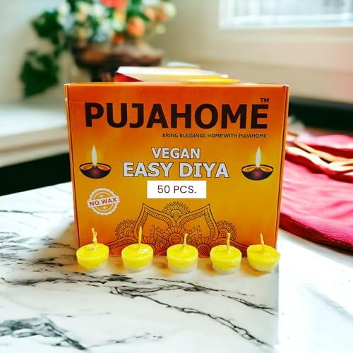 Image of Cotton Wicks with Ghee Wax Free Vegan Diya Batti for Daily Puja Readymade Ghee Diya Batti Easy to Use Long Lasting (50 Pieces Per Pack, Pack of 2, White)