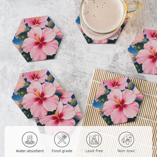 Dessous de verre hibiscus en céramique avec support pour table - 6