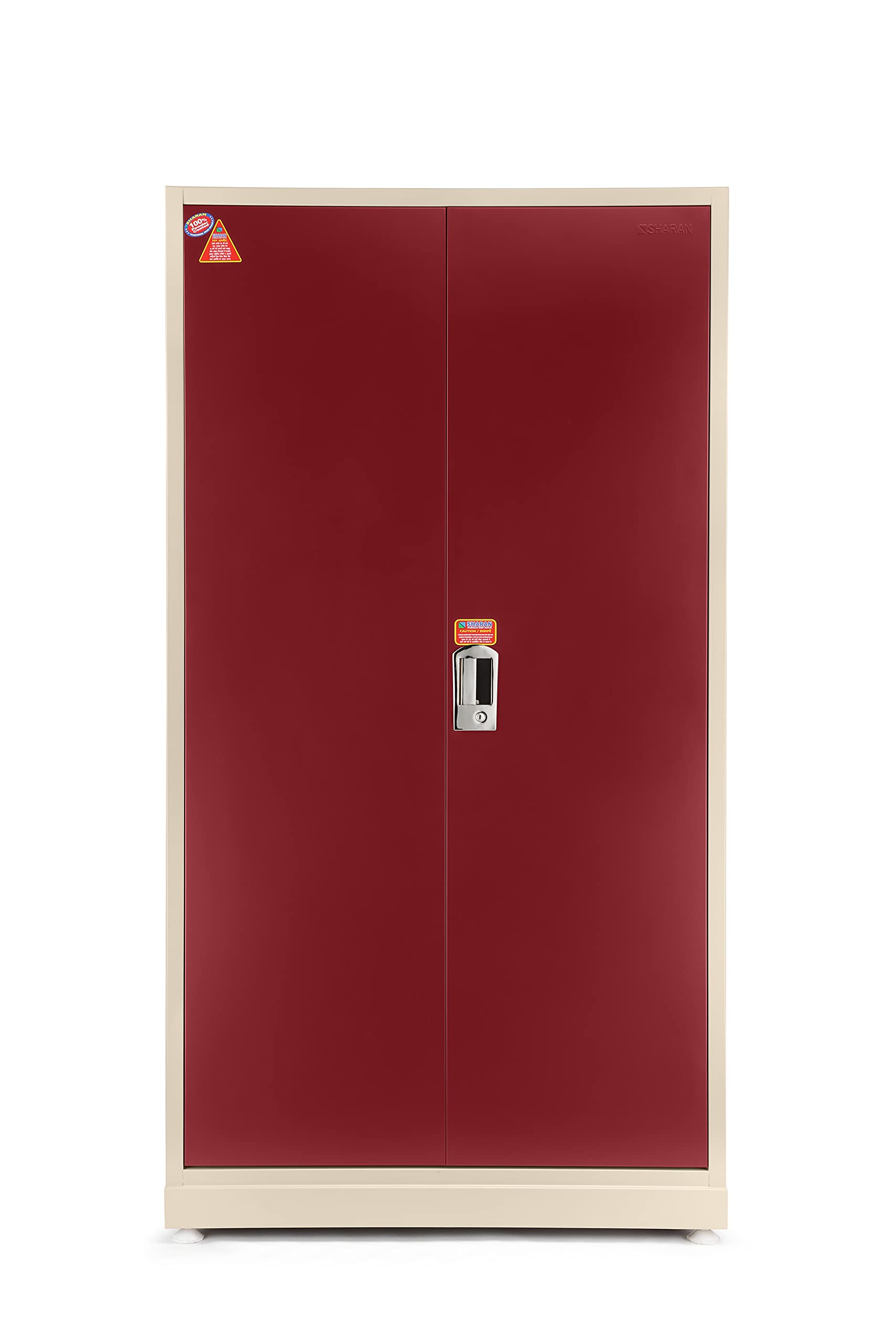 SHARAN ALMIRAH Steel Furniture Premium Metal Steel Wardrobe | 2 Door Large Almirah Cupboard with Locking System | Marun