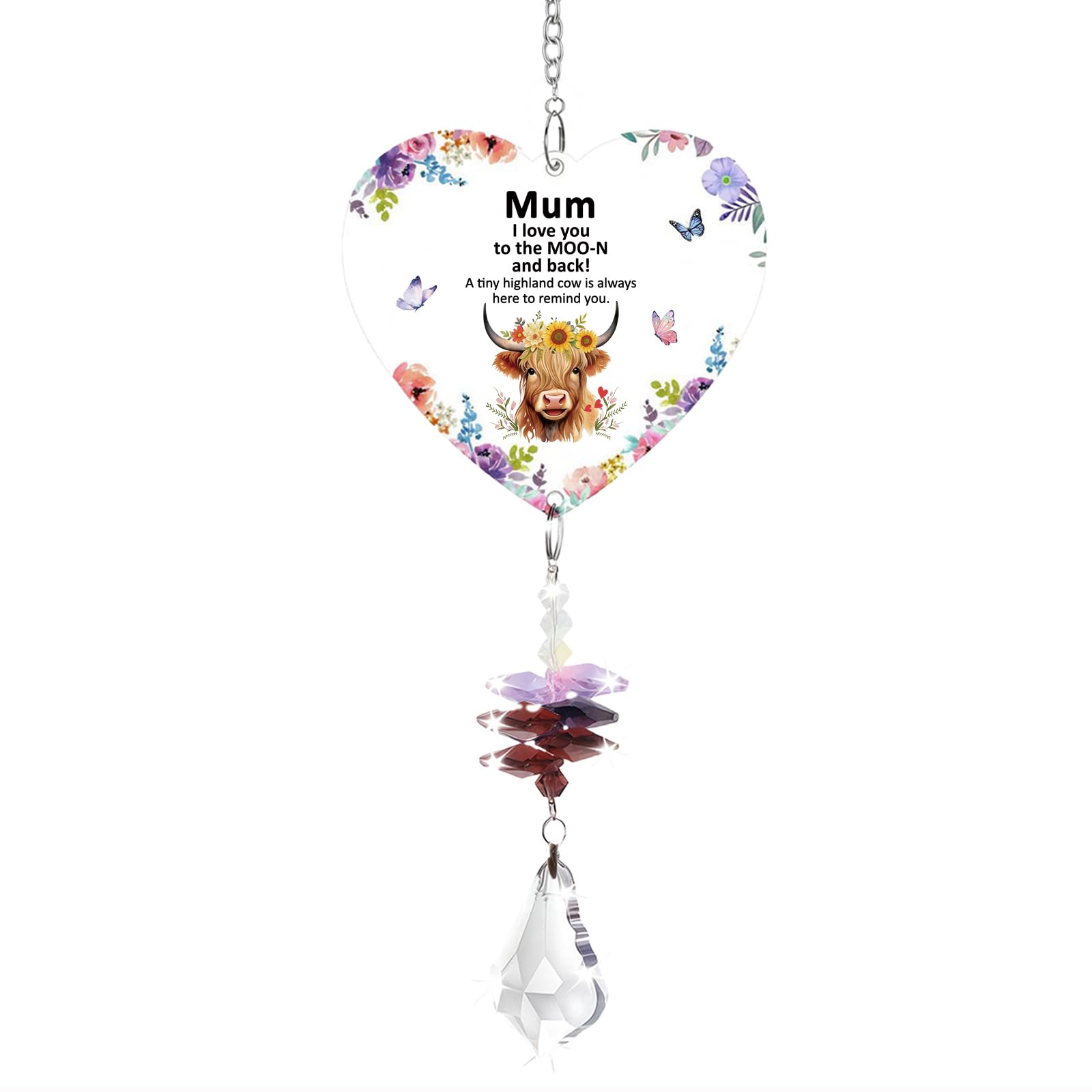 Gifts for Mum, Unique Highland Cow Crystal Suncatcher, Mum Birthday Gifts From Daughters Sons, for Mothers Day, Mummy Christmas，Valentine's Day, Mother's Day