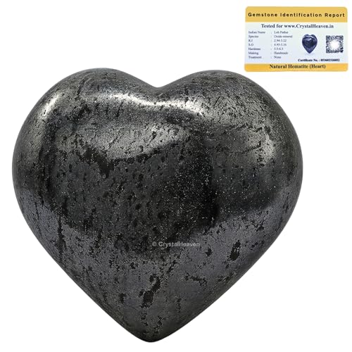 Image of Certified Hematite Crystal Heart Palm Pebbles Stones for Anxiety Stress Relief Massage - AAA Grade Original Healing Gemstone Agate Heart Palm Stone for Yoga Meditation Spiritual