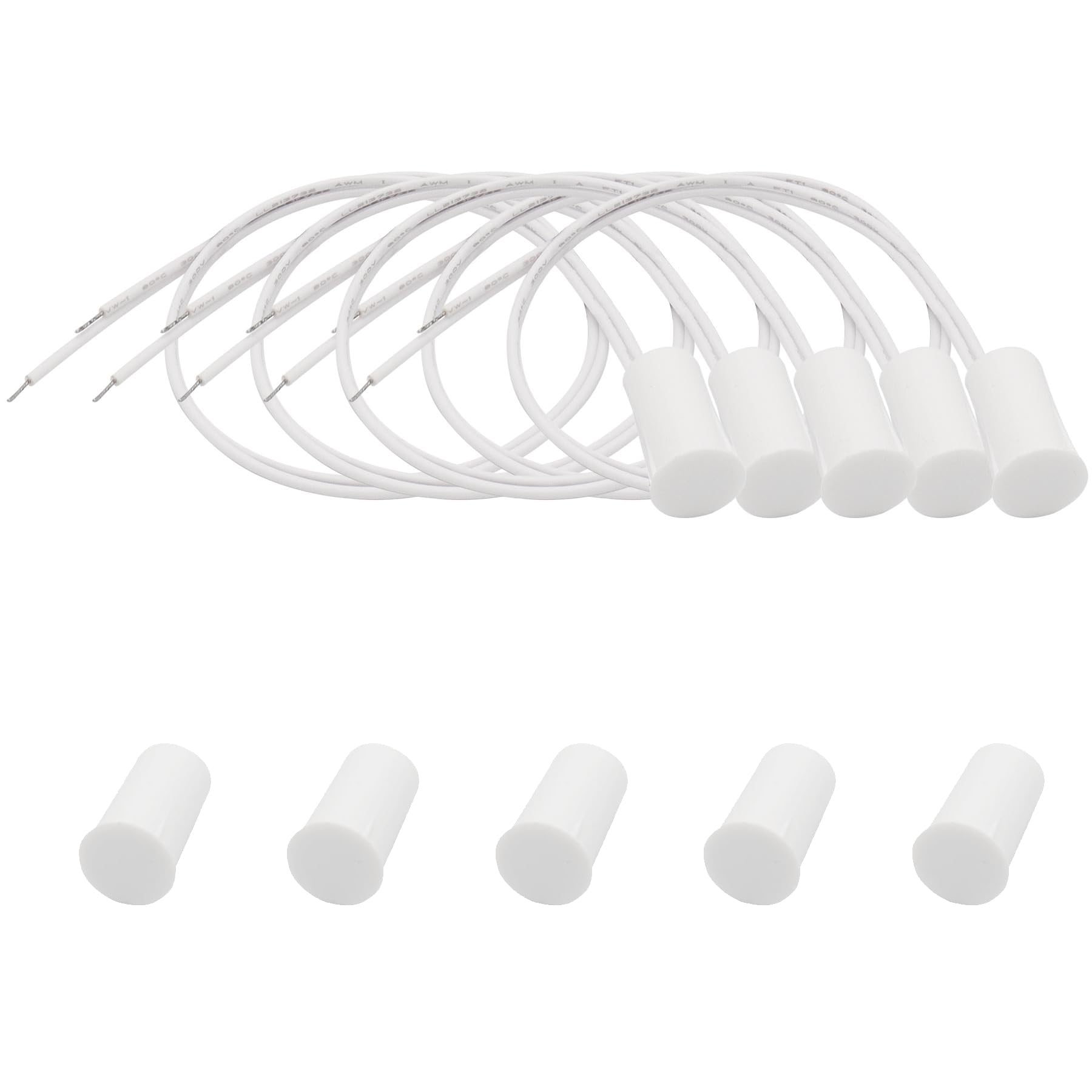 FOCMKEAS 5PCS Recessed Wired Security Window Door Contact Sensor, Normally Closed NC, Door Alarm Magnetic Reed Switch with 2 Wire, ABS Brown, RC-33