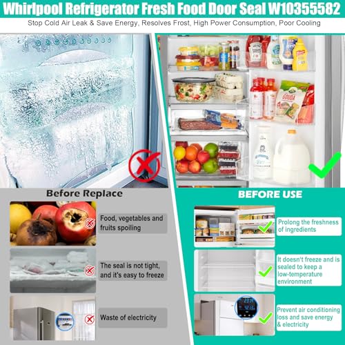 Upgeaded W10355582 RefrigeratorRefrigerato Door Gasket Replacement Compatible with Whirlpool Refrigerator Door Seal Part Replaces W10249916 1878566 AP4980114 Kenmore Fridge Door Gasket 64.37"x 19.09" by Luckman - Image 3