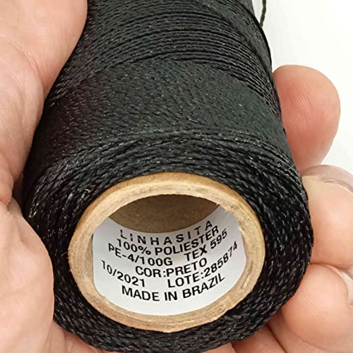 Linhasita Waxed Thread 100 g / 170 m Polyester 1 mm Thick Macrame, 30 Colours Black, 170 metros / 100 gr - Image 4