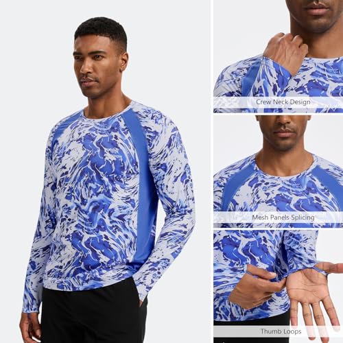 BASSDASH Men's UPF 50+ Wrinkle-Free Fishing Shirt Long Sleeve Casual Tee with Breathable Mesh for Hiking Running SR01M4