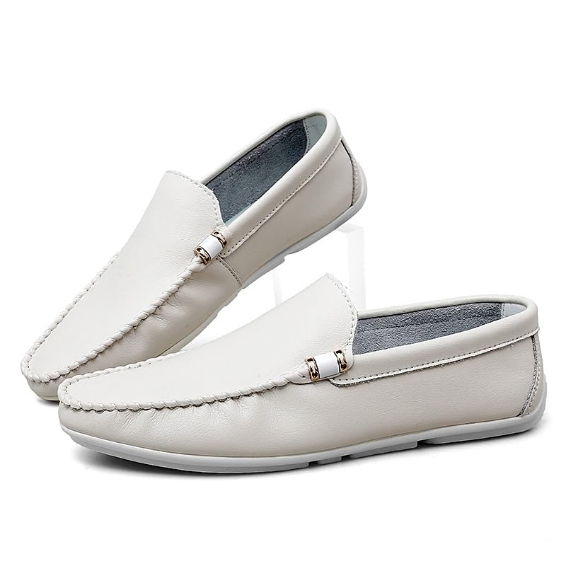 Mens Loafers Round Toe Solid Color PU Leather Driving Shoes Slip Resistant Flat Heel Comfortable Fashion Walking Slip-on4