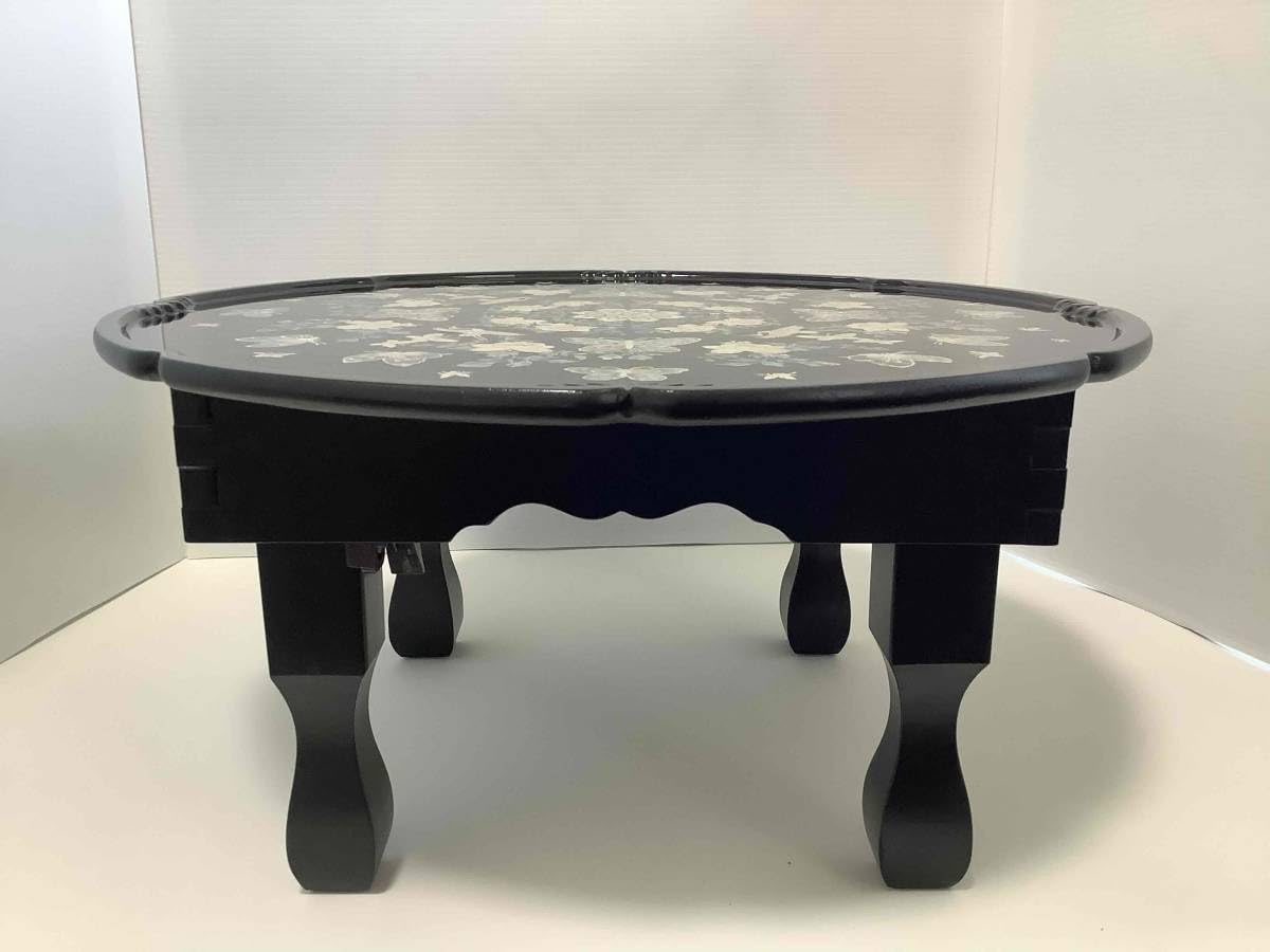 Amazon.co.jp: 韓国雑貨螺鈿細工漆塗り折りたたみ式高級お膳 OZ