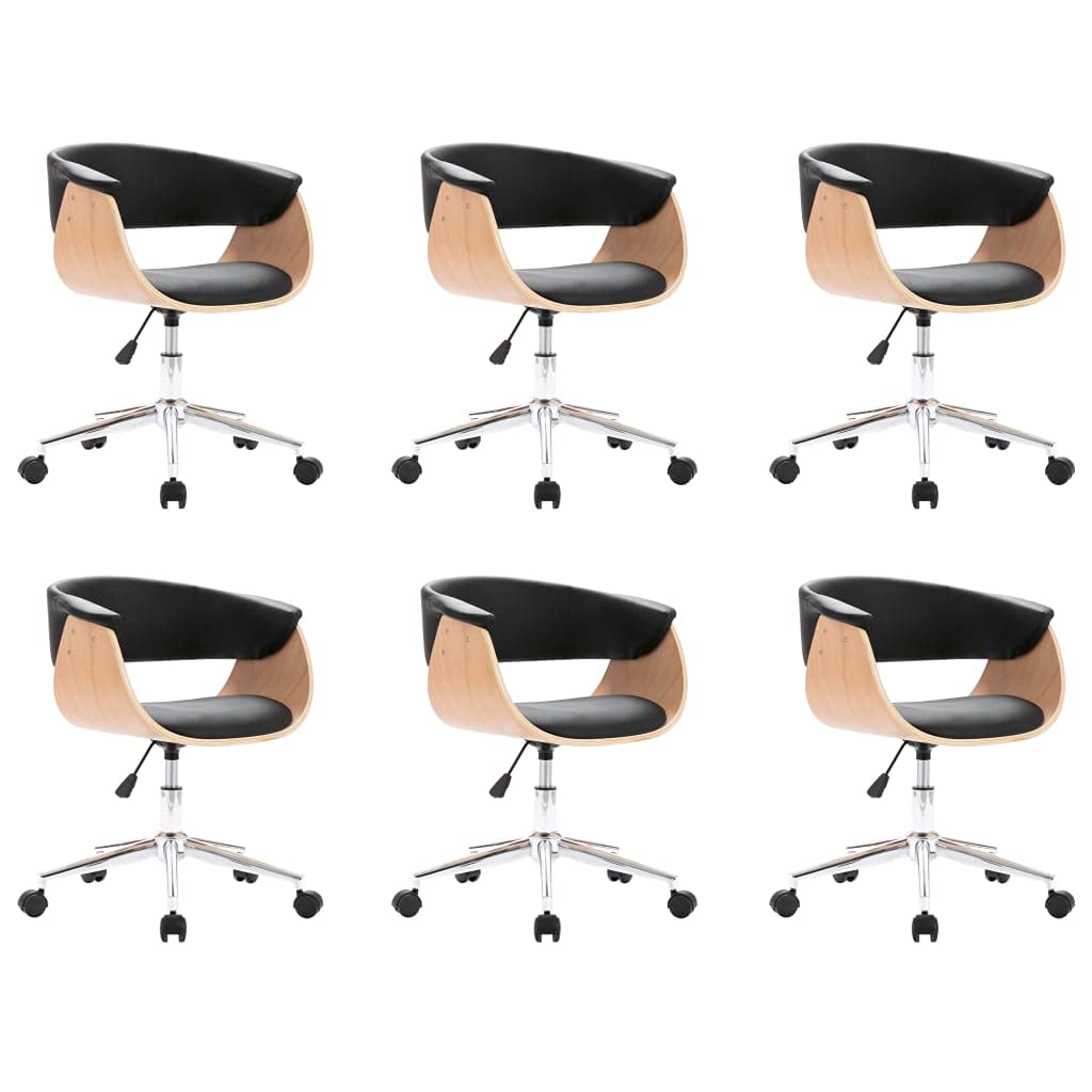 6 sillas de comedor giratorias de piel sintética negra, altura ajustable con resorte de gas, giratorio 360°, diseño moderno para comedor y sala de estar