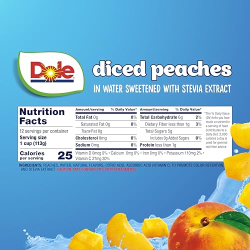 Image of Dole Diced Peaches No Sugar Added - Dole Fruit Bowls Snacks - 4 oz Fruit Bowls - 12 Pack