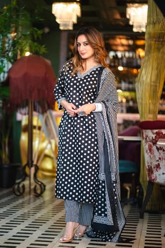 Ensemble kurta de luxe pour femme en viscose noire et finitions soignées